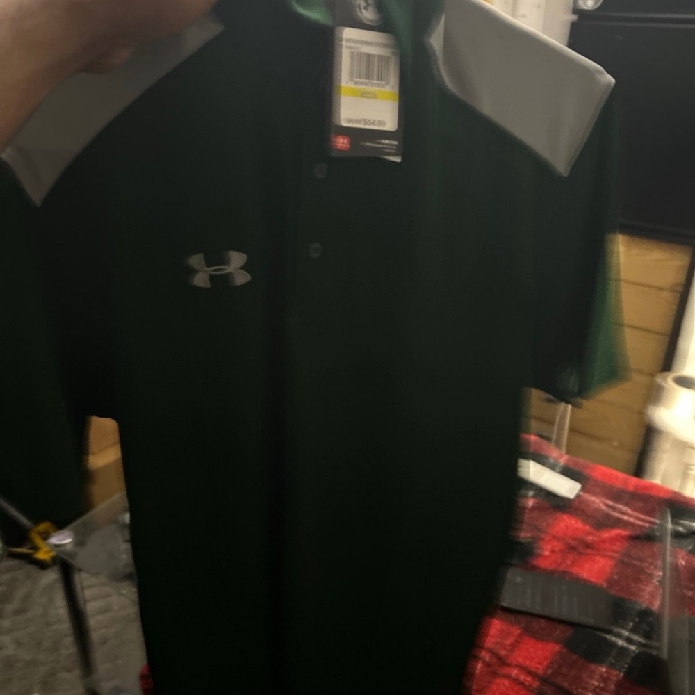 Under Armour Green and Gray Performance Polo